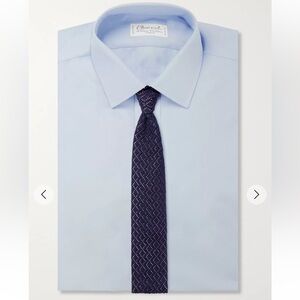 $295 ERMENEGILDO ZEGNA Duo COUTURE Blue and White Striped Knit Silk Tie